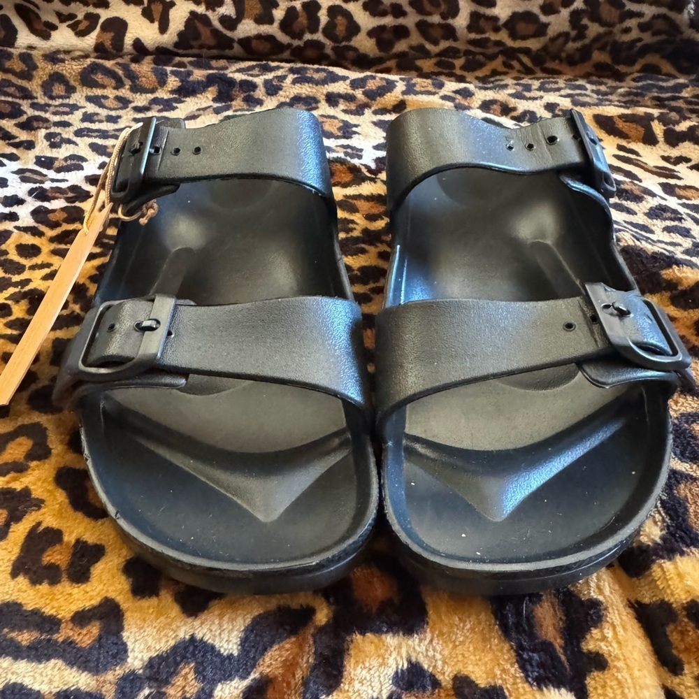 Black Double-Strap Women’s Sandals - Unbranded